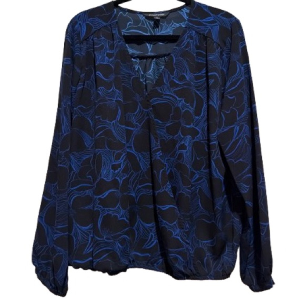 Women's Blue Floral Blouse by Hawthorne XL